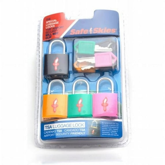 Safe Skies No. 210 TSA-Approved padlocks four-pack - Assorted
