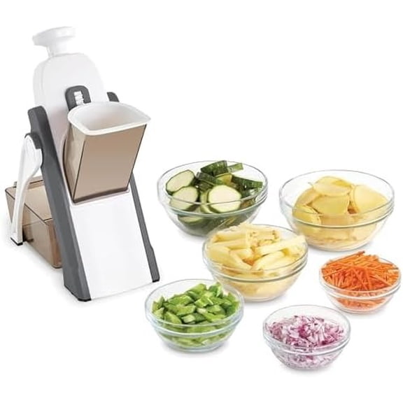 Safe Slice® Mandoline - Compact, Foldable Food Slicer - Slice, Dice, Julienne & More - Perfect for Quick Food Prep - Recipe Guide Included - Cool Grey
