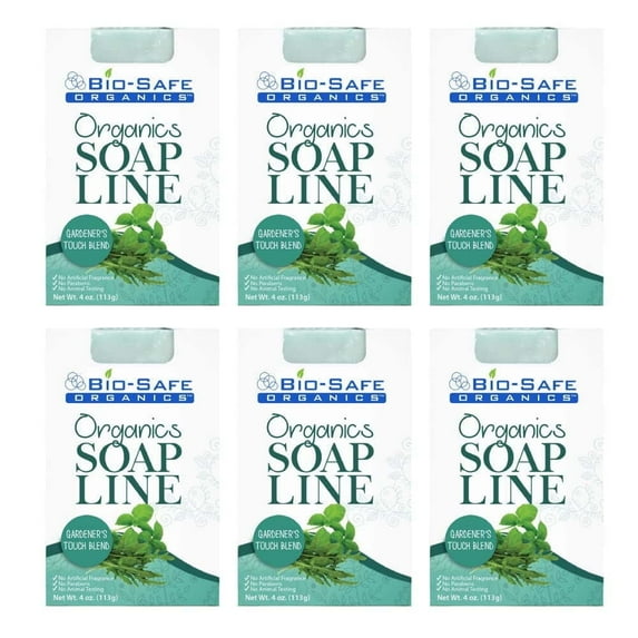 Bio-Safe Organics Organics Soap Line, All-Natural Handmade Bath Soap Bar, Gardener's Touch Blend, 4 oz, 6 Pack