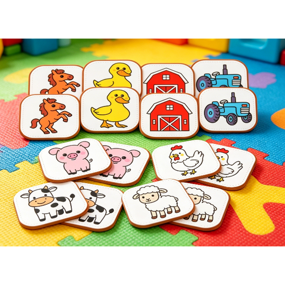 Safe Soft Felt Game, Classic Farm Animal Memory Game, Comfortable Handheld Size, Screen-free Activity for Holiday & Birthday Gifting