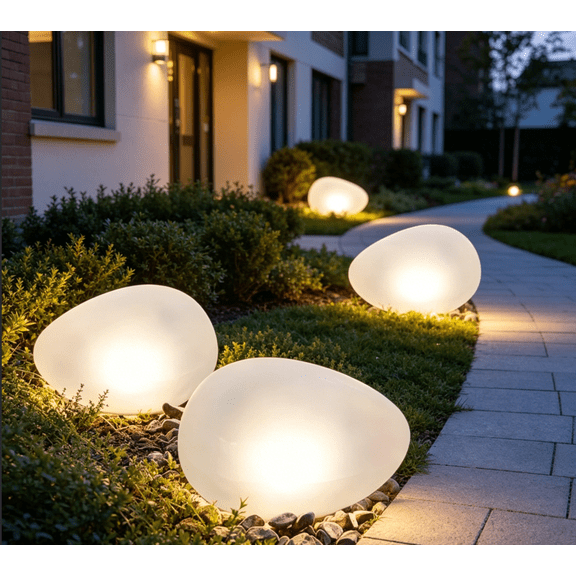 Safe Solar Glass Garden Pebbles, Waterproof LED Pebble Lights Outdoor, Solar Powered Landscape Stone Lighting for Garden Pathway Walkway Patio Yard Lawn Family Decor