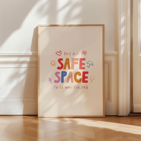 Safe Space Calming Corner Poster Rainbow Classroom Decor Home Decor Office Wall Art