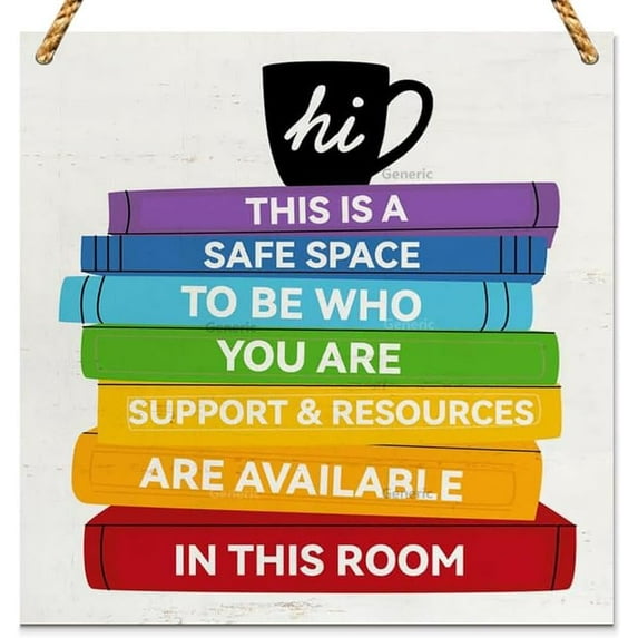 Safe Space Sign Wood Sign Decor Gay Lgbt Rainbow This Is a Safe Space to Be Who You Are Wooden Plaque Sign Office Classroom Decorations Wood Sign Wooden Wall Decor 5 * 5 inch