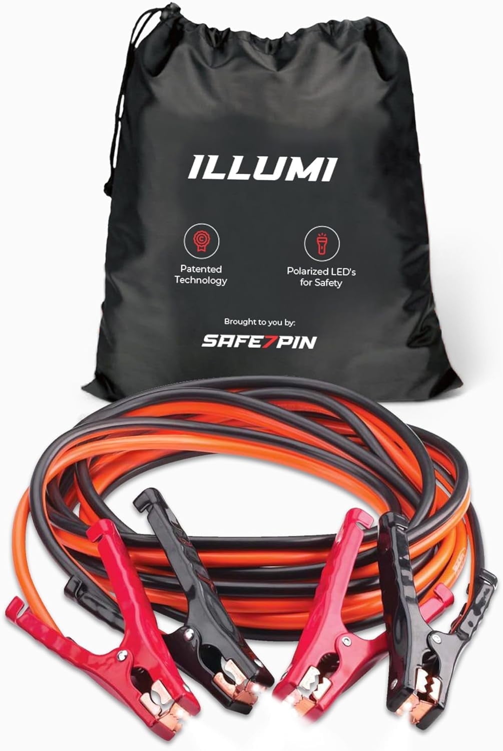 Safe Start Illumi Heavy Duty Jumper Cables Kit - 12FT, 6GA Jump Cable ...