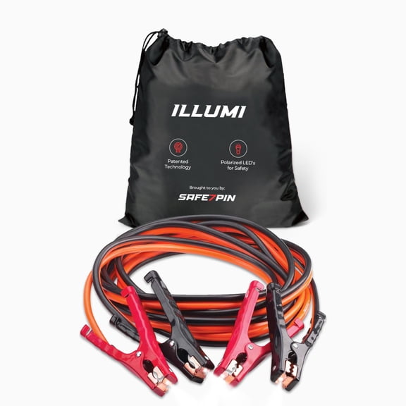 Safe Start Illumi Heavy Duty Jumper Cables Kit - 12FT, 6GA Jump Cable for Car, Truck - W/LED Indicators for Night Use, Reverse Polarity Protection, Copper Wire - Traditional Front-to-Front Design