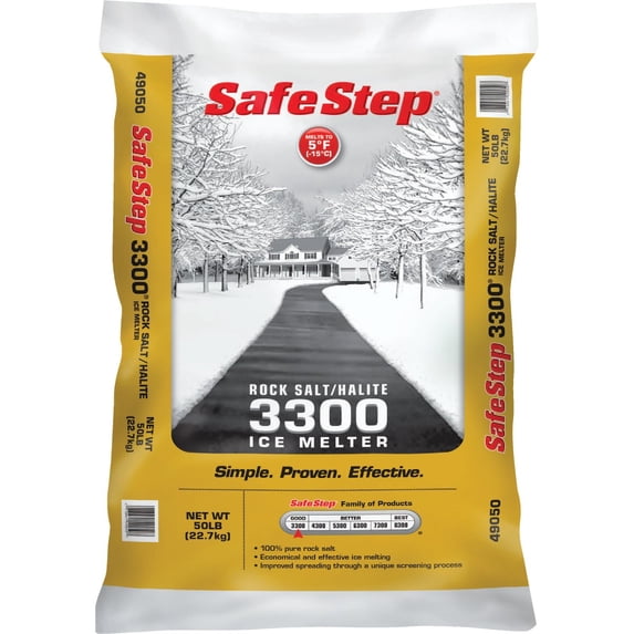 Safe Step Rock Salt Ice Melter Granules - Melts Ice Down to 5°F - 50 Lbs