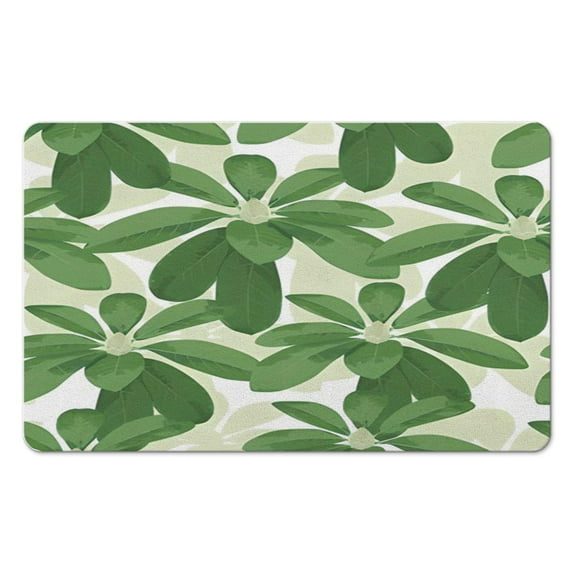 Safe, Stylish, and Soft 20x32 inch Green Leaf Bath Mat - Non-Slip, Absorbent, Washable - Enhances Any Bathroom Decor