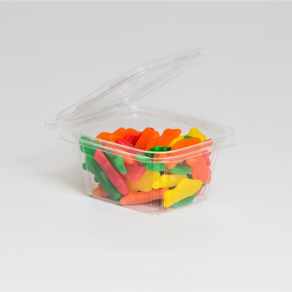 12oz Clear PP Plastic Square Snap-Lock Containers (Tamper-Evident Lid) - Clear