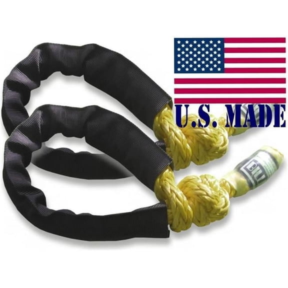 Safe-T-Line SOSHY7162 4 x 4 Vehicle Recovery XD Soft Shackles, Safty Yellow - Pack of 2