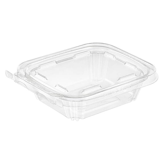 Safe T Tamper Evident 8 OZ Plastic Clear Hinged Container with Hanger/Case of 240