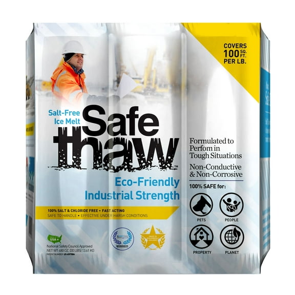 Safe Thaw Industrial Strength Salt Free Traction Agent for Concrete, Asphalt, 30 Pounds