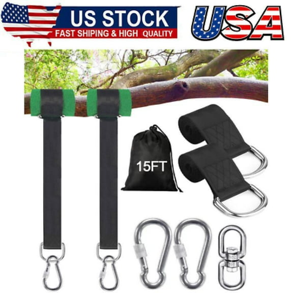 Safe Tree Swing Hanging Straps Kit, 15 FT,Heavy Duty Holds 5500LBS Extra Long Adjustable Tree Swing Straps, Easy & Fast Way to Hang Any Swing or Hammock