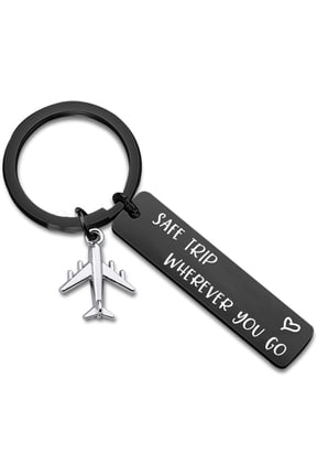Safe Trip Wherever You Go Keychain Safe Travels Keychain Flight Attendants Gift Pilot Jewelry Aviation Gift