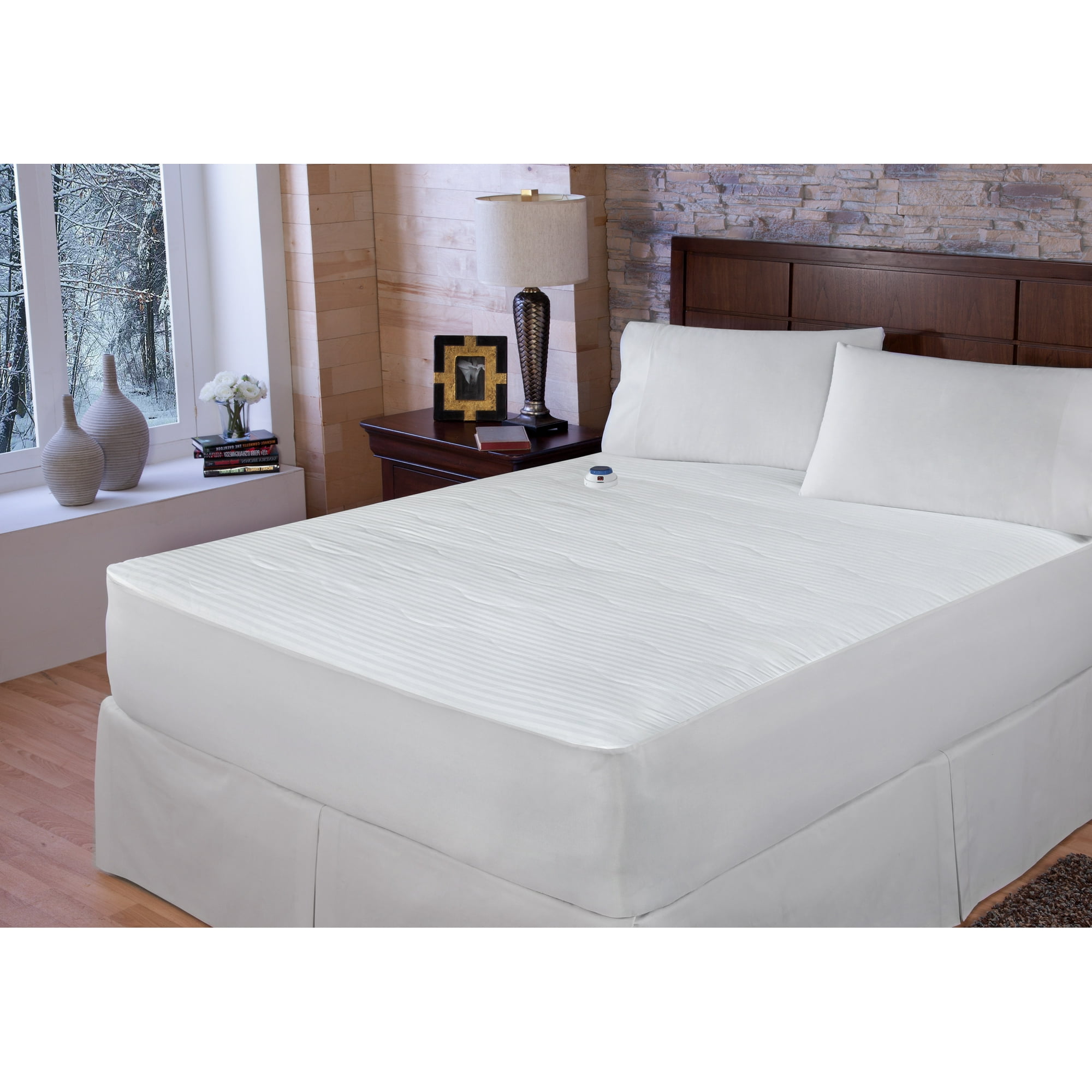 Safe u0026 Warm 100% Cotton Top Electric Warming Mattress Pad, Safe and Warm  Low Voltage and Invisiwire Technology, 11 Heat Settings, 10 Hour Auto  Shut-Off and Overheat Protection, Fits 18 Mattress - Walmart.com