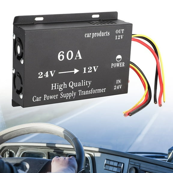 Safe and Reliable Black Color For Car Power Converter Converts 24V to 12V Short Circuit and Overheating Protection