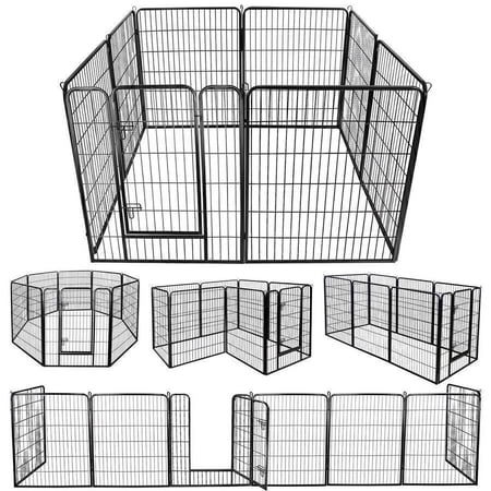Safe and Secure Exercise Fence Cage Enclosure Kennel w/ Door, 96" x 39"