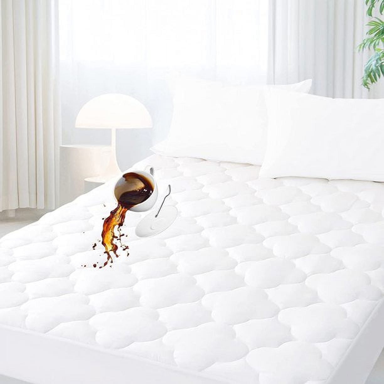 Safe and Sound Waterproof Mattress Pad, Breathable Ultra Soft Alternative Filling Cover,Cal King(White)