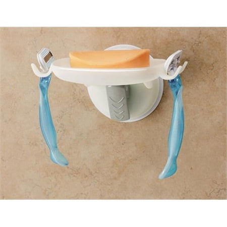 Safe-er-Grip Suction Cup Soap Dish with Razor Hooks