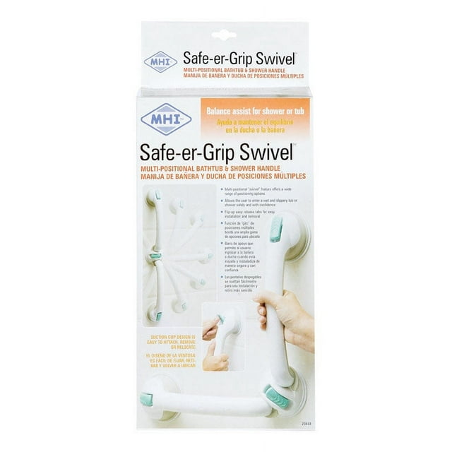 SafeerGrip Suction Cup Swivel Bathtub & Shower Assist Grip Bar Safety