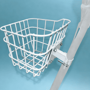 White Metal Anti-Sag Front Bicycle Basket for Scooters