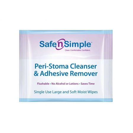 Safe n' Simple Peri-Stoma Adhesive Remover Wipe - 1 wipe/packet - 5 packets/box