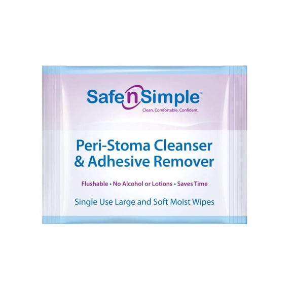 Safe n' Simple Peri-Stoma Adhesive Remover Wipe - 1 wipe/packet - 5 packets/box