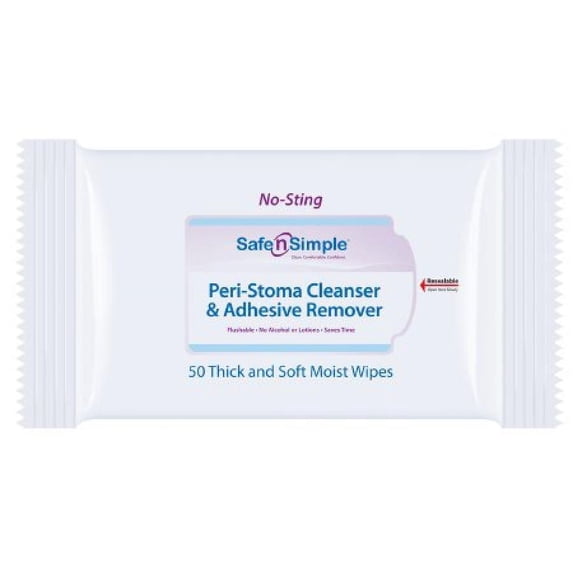 Safe n' Simple Peri-Stoma Cleanser and Adhesive Remover Wipe, 50 Count