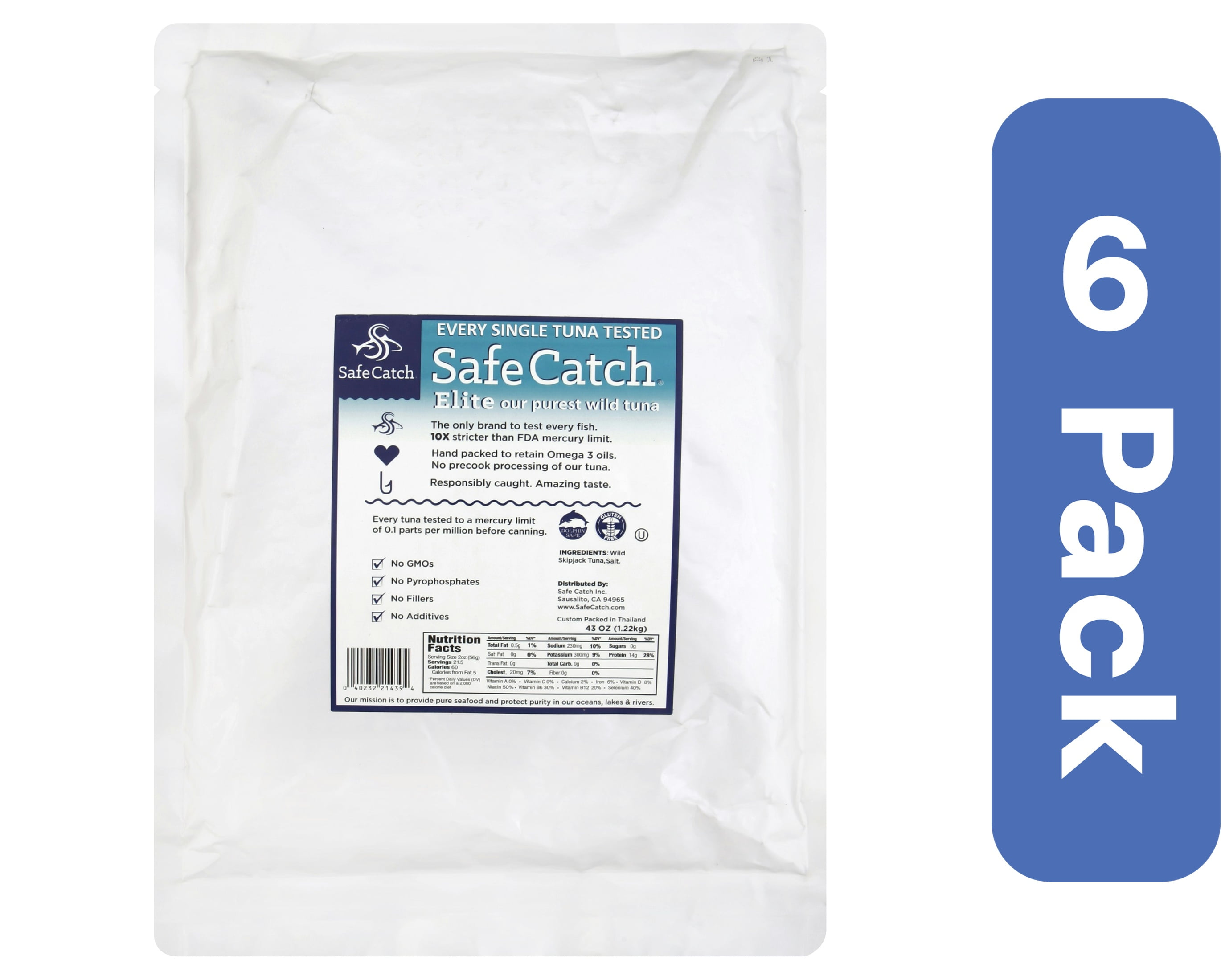 SafeCatch Wild Elite Tuna Pouch 43 oz (Pack of 6)