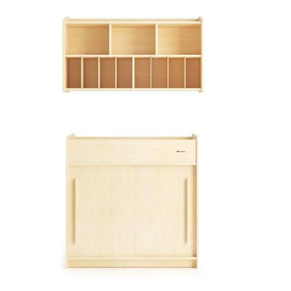 SafeGlide Changing Table and Wall Organizer Set, Built-In Storage, Easy to Clean, Natural
