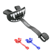 SafeJawz Lip Guard, Football Mouth Guard with Detachable Strap, Adults and Junior (Black Fangz)
