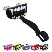 SafeJawz Lip Guard, Football Mouth Guard with Detachable Strap, Adults and Junior Black Fangz