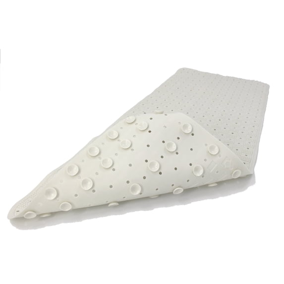 SafeLand Patented Non-slip Bath, Shower and Tub Mat, 36x14 Inch, TPR Material, Eco-Friendly, XL Size, Machine Washable, Extra-Soft, Powerful Gripping Suction Cups, Drain Holes, Classic Tile-White