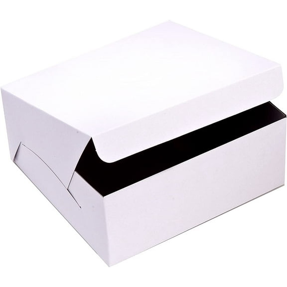 SafePro 10104, 10x10x4-Inch Cardboard Cake Boxes, Take Out Disposable Paper Cake Pie Containers, Wholesale White Bakery Box (100)