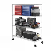 SafeRacks NSF Certified 4-Tier Steel Wire Shelving with Adjustable Shelves and Wheels - 1400 lb Capacity - 60 x 24 x 72