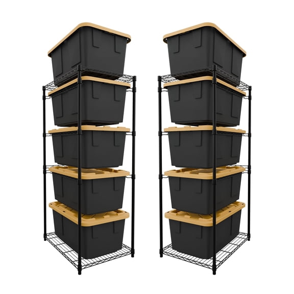 SafeRacks 27 Gallon Storage Bin Rack - 2 Pack (Black)