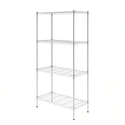 SafeRacks 4 Tier Steel Wire Shelving Unit with 4 Leveling Feet, Silver