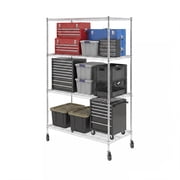 SafeRacks NSF Certified 4-Tier Steel Wire Shelving with Adjustable Shelves and Wheels - 2000 lb Capacity - 48" x 24" x 72"