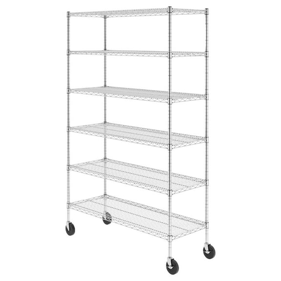 SafeRacks 6 Tiered Storage Shelves with Steel Wire Shelving Unit, Silver