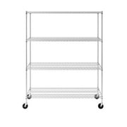 SafeRacks NSF Certified 4-Tier Steel Wire Shelving with Adjustable Shelves and Wheels - 1400 lb Capacity - 60" x 24" x 72"