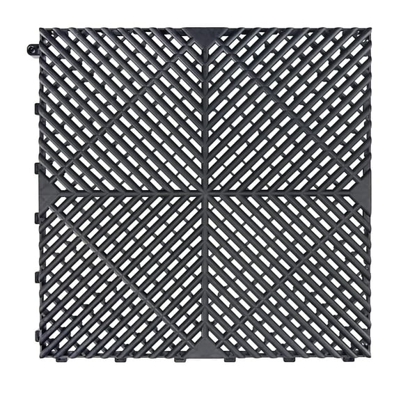 SafeRacks Ribbed Interlocking Garage Floor Tiles - Durable, Self-Draining, Non-Slip Flooring, Modular, Virgin Polypropylene, Ideal for Garages, Patios, Basements, Decks - Gray - 82.56 sq ft - 48 Pack