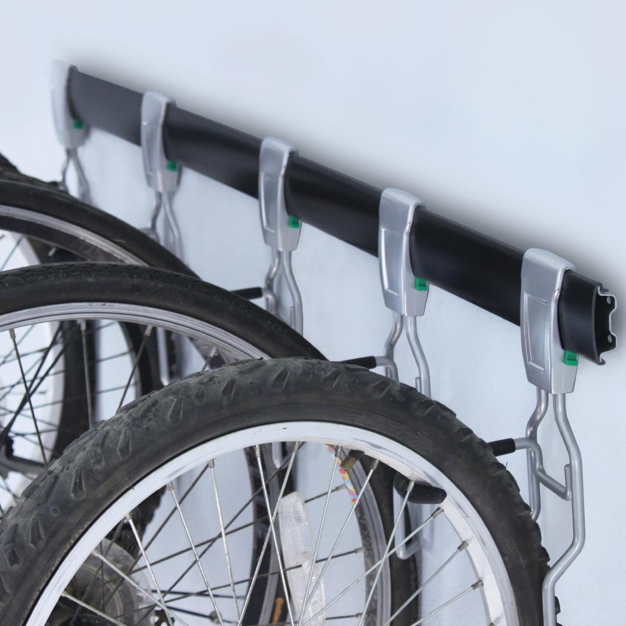 Industrial Black Steel Wall Mounted Bike Storage Rack with 5 Hooks