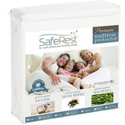 SafeRest 100% Waterproof Queen Size Mattress Protector - Fitted with Stretchable Pockets - Machine Washable Cotton Mattress Cover for Bed
