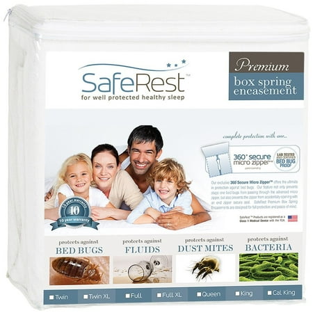 SafeRest Premium Box Spring Encasement, 100% Waterproof, Bed Bug Proof, Hypoallergenic, 360 Secure Micro Zipper, Twin XL