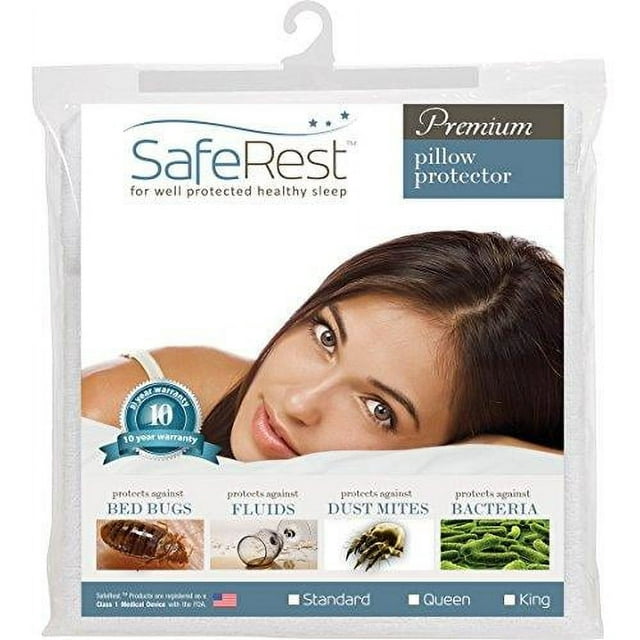 SafeRest Standard Size Pillow Protector, Hypoallergenic, Dust Mite