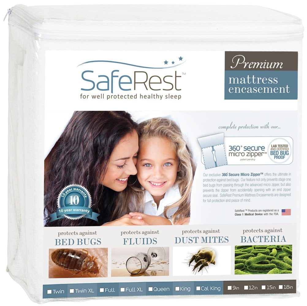 SafeRest Premium Mattress Encasement - 100% Waterproof, Bed Bug Proof, Hypoallergenic, 360 Secure Micro Zipper, Twin