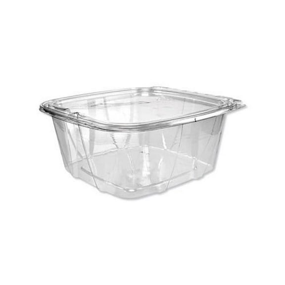 SafeSeal Tamper-Resistant Tamper-Evident Deli Containers with Flat Lid, 64 oz, 8.1 x 7.8 x 3.3, Clear, 200/Carton