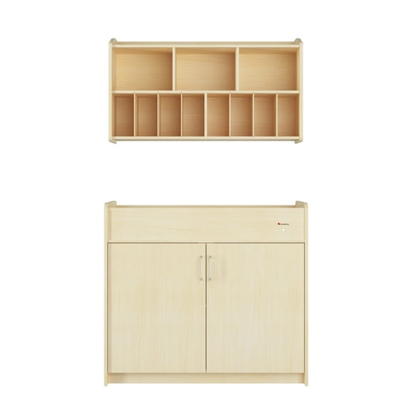 SafeSwing Changing Table and Wall Organizer Set, Built-In Storage, Easy to Clean, Natural