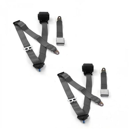 SafeTBoy 3 Point Airplane Retractable Bucket Seat Belt Kit with 2 Belts for 1981-1993 Chevy Truck S10, Charcoal