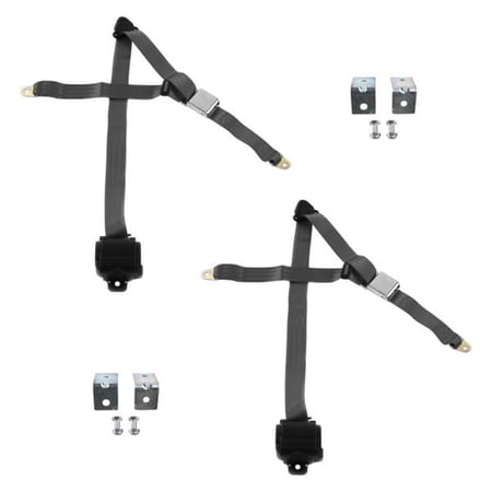 SafeTBoy 3 Point Airplane Retractable Bucket Seat Belt Kit with Bracketry & 2 Belts for 1962-1980 Triumph Spitfire, Charcoal