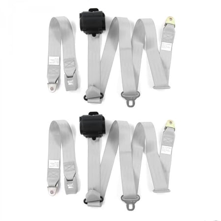 SafeTBoy 3 Point Standard Retractable Bucket Seat Belt Kit with 2 Belts for 1933-1934 Ford Model C, Gray